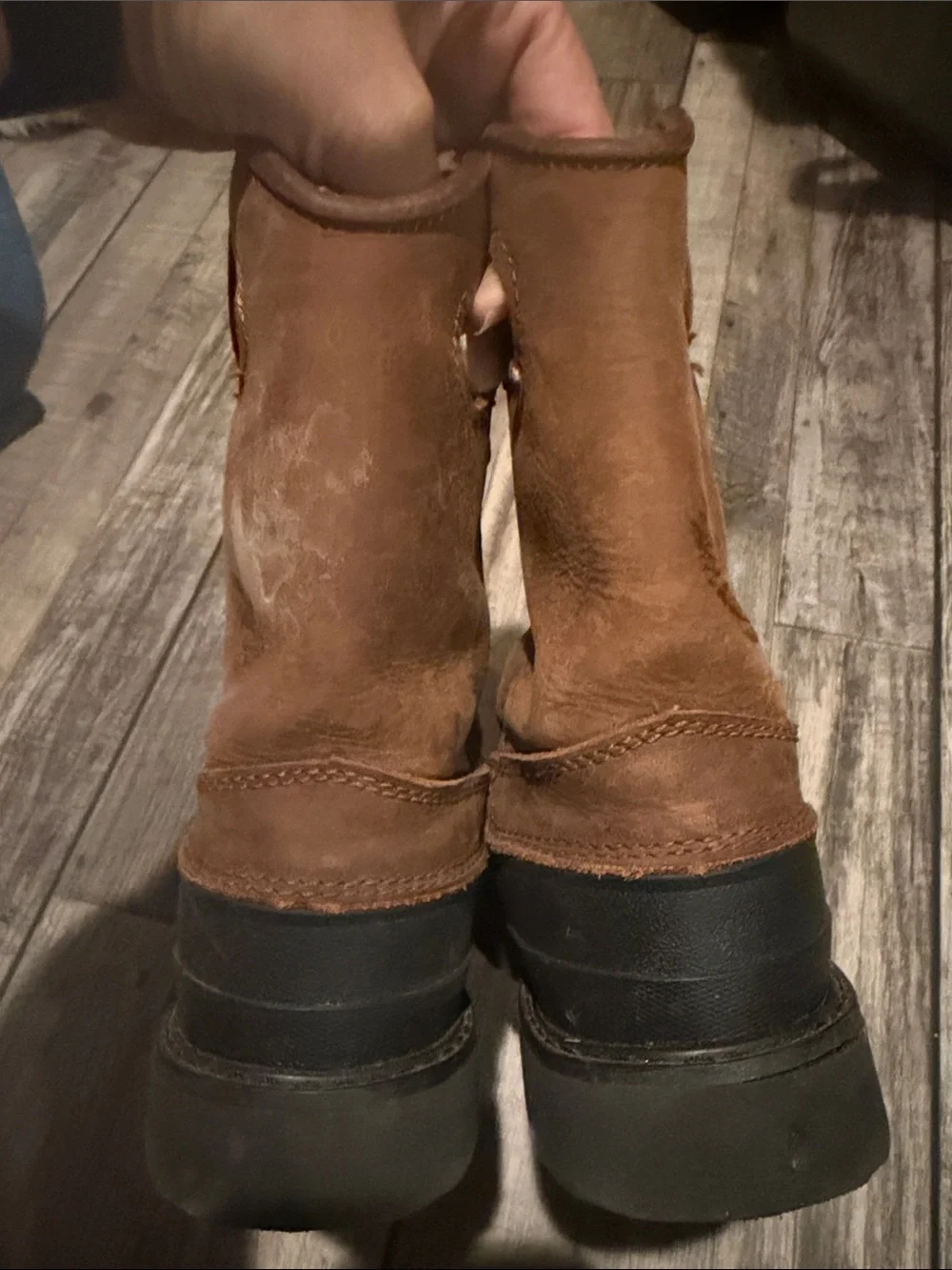 Georgia Boots Size 1M boys. Brown Suede Waterproof Work Boots